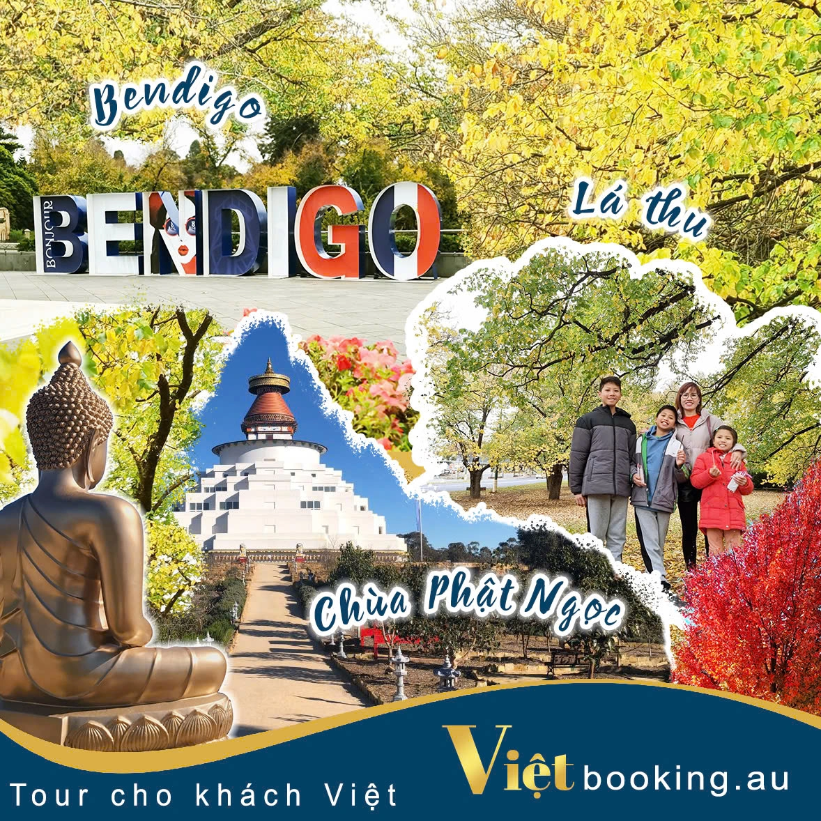 Chùa phật ngọc Bendigo và hoa